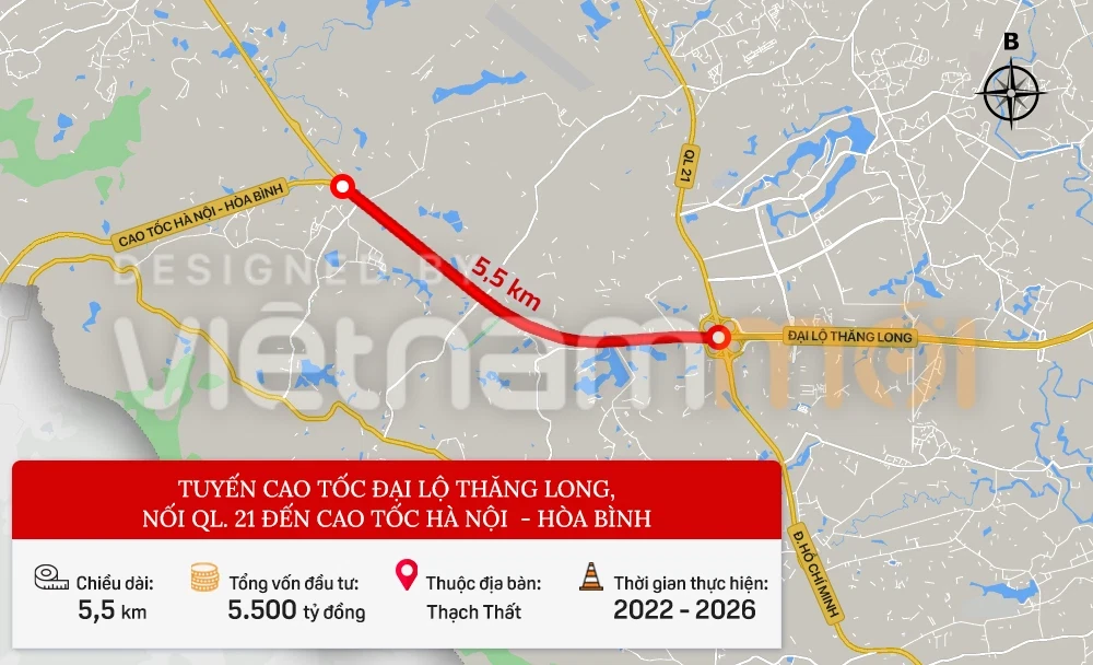 Tuyến cao tốc Đại lộ Thăng Long, nối quốc lộ 21 đến cao tốc Hà Nội 