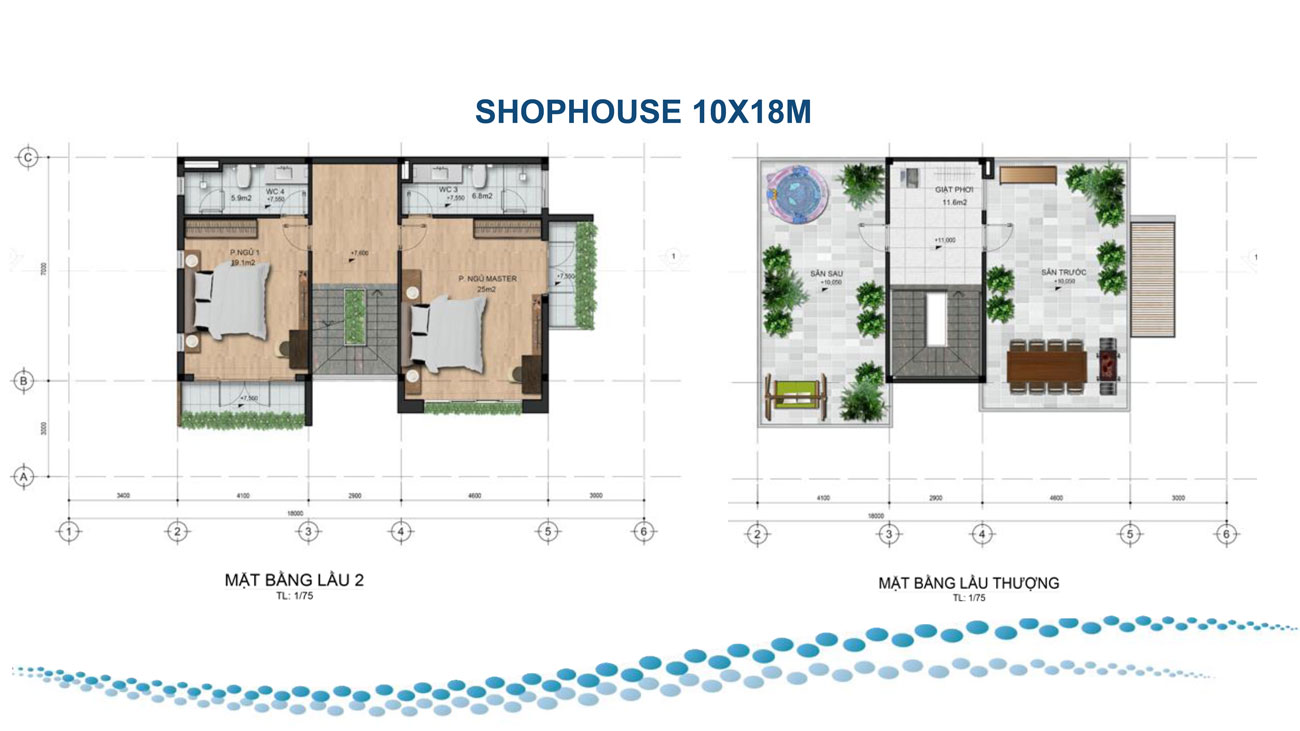 Thiết kế shophouse 10x18m dự án Para Grus Cam Ranh