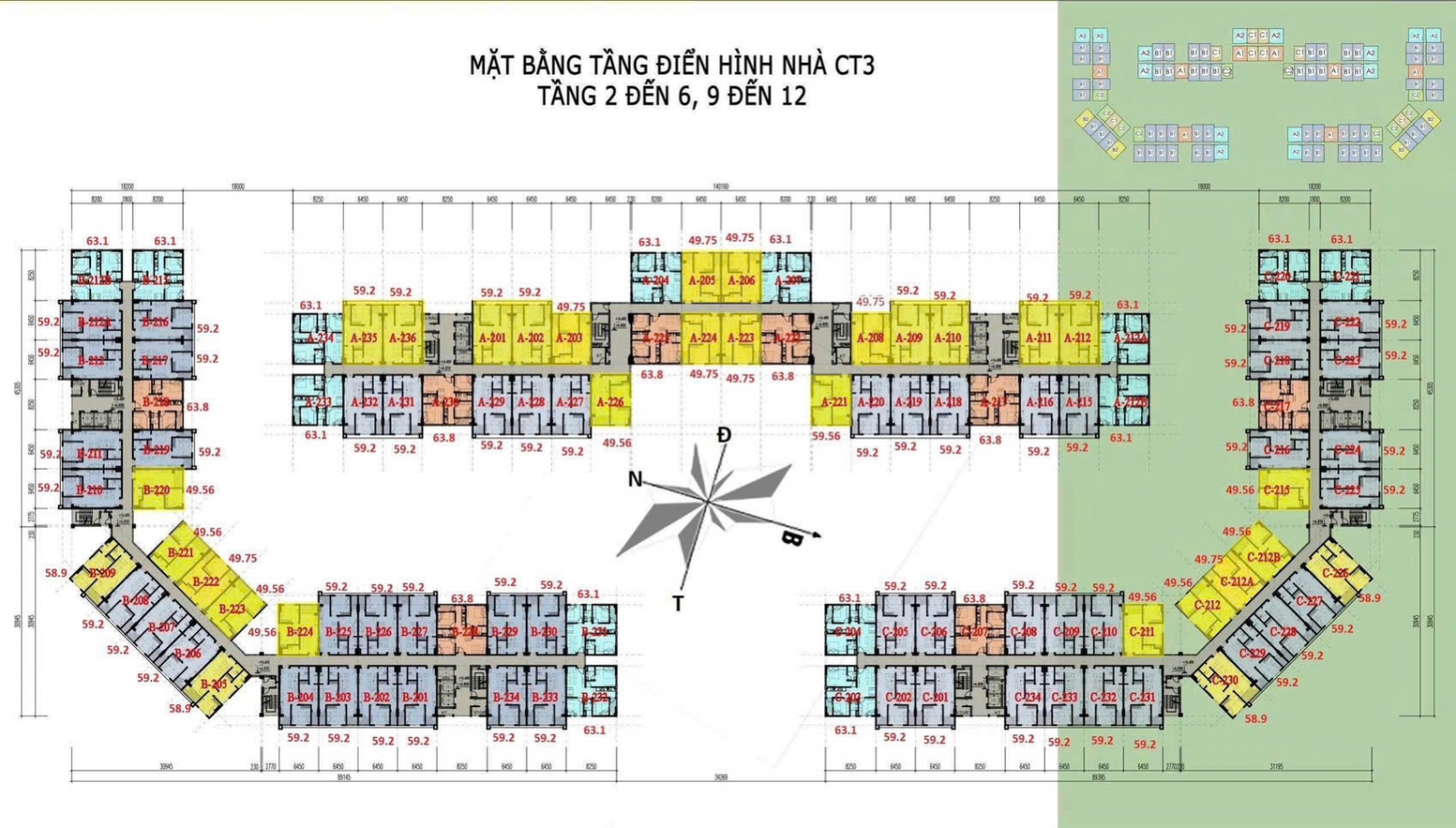 mặt bằng nhà ở xã hội CT3 Kim Chung Đông Anh