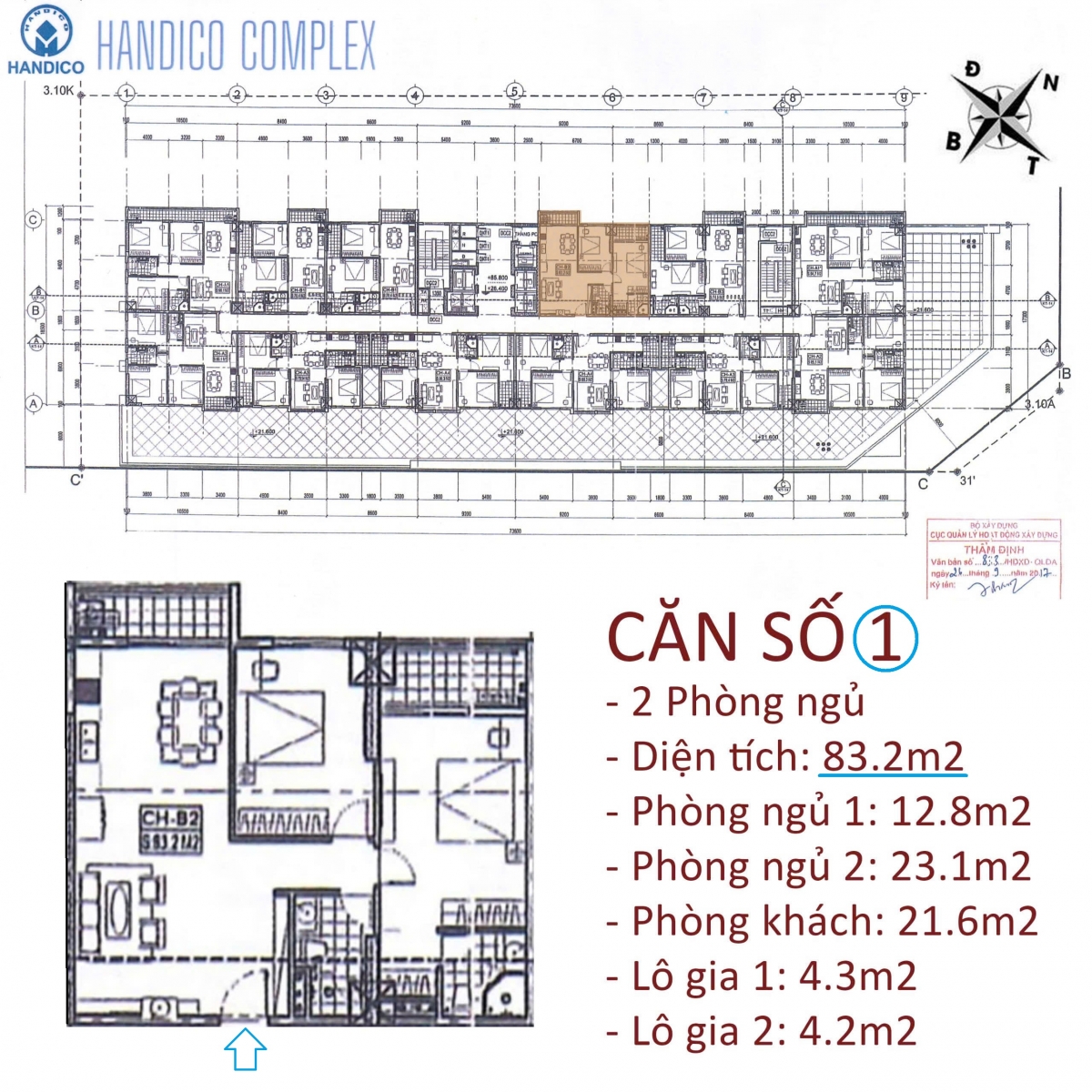 Mặt bằng HanDico Complex 33 Lê Văn Lương
