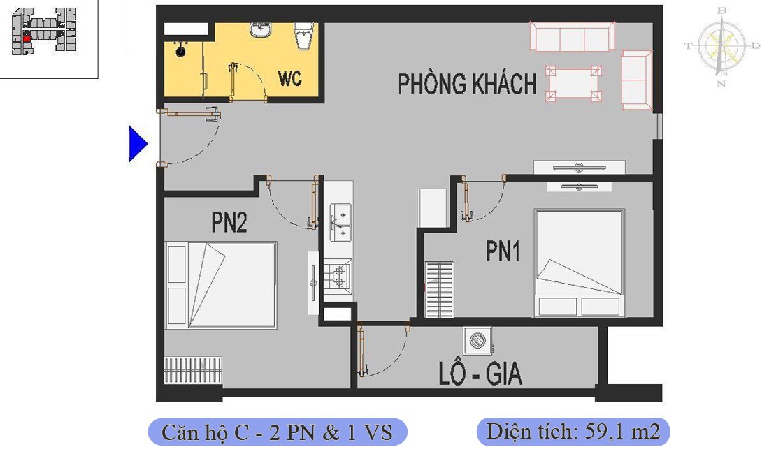 Mặt bằng căn hộ tòa CT1 dự án Him Lam Thượng Thanh