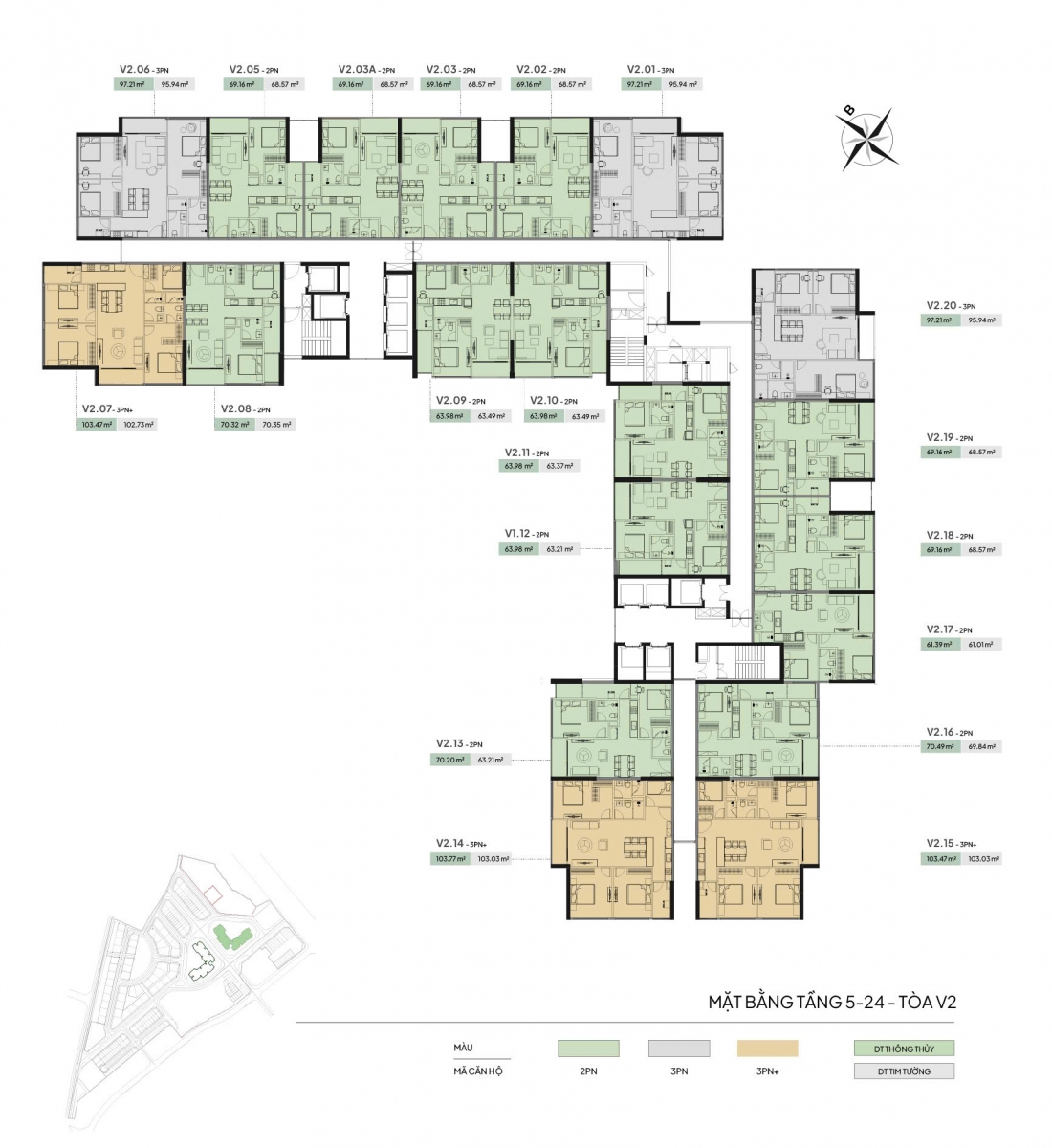 Mặt bằng Chung cư The Vista Văn La Hà Đông tòa V2