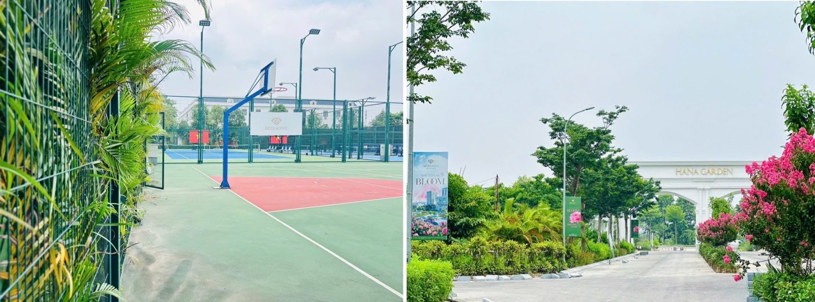  Cụm tiện ích thể thao của CEOHomes Hana Garden đã hoàn thiện, sẵn sàng phục vụ cư dân trước cả khi toàn khu đô thị đi vào vận hành.01 Hana Clubhouse01 bể bơi ngoài trời01 sân tennis 03 sân pickleball01 sân bóng đá