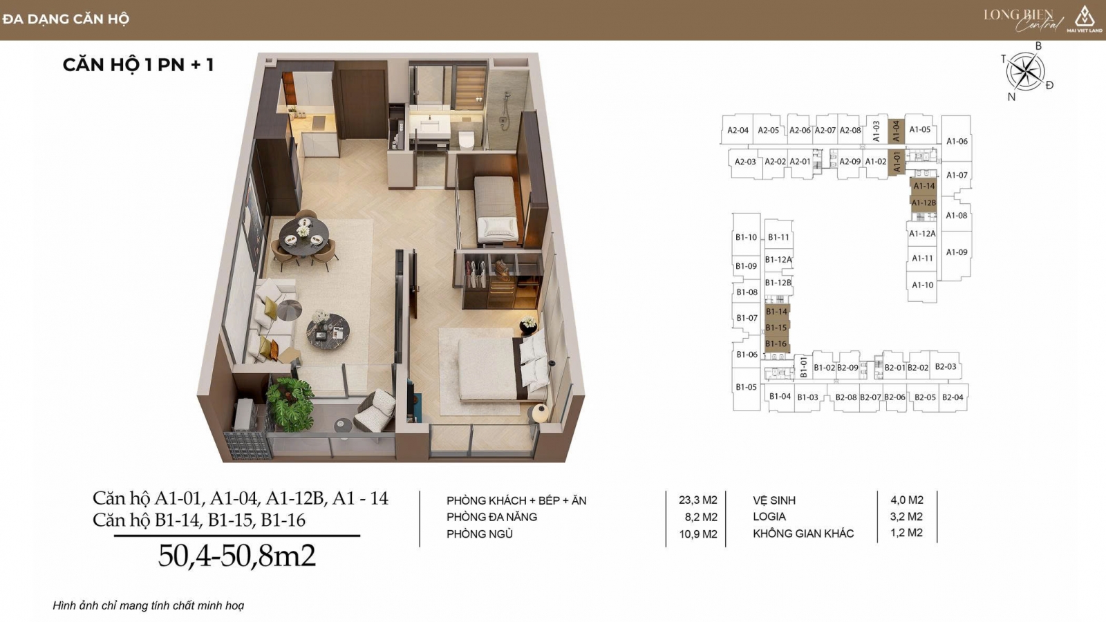 Mặt Bằng Taseco Long Biên - Long Biên Central 1 ngủ