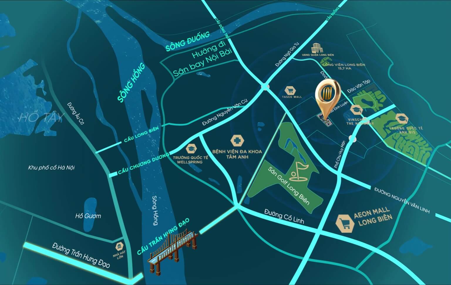 vị trí Taseco Long Biên  - Long Biên Central