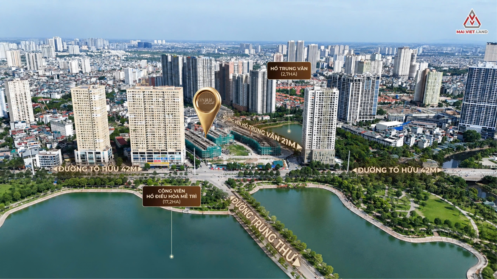 Dự án Taseco Trung Văn được bao bọc bởi 3 hồ lớn